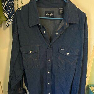 Men's Wrangler Denim Pearl-Snap Western Shirt, Size 3X